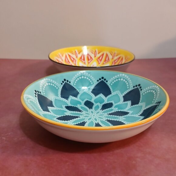 Set of Six Brilliantly Colored Mandala Design Bowls - Picture 5 of 6